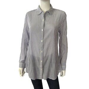 J.McLaughlin Womens Blue & White Striped Button-Down Shirt Size M
